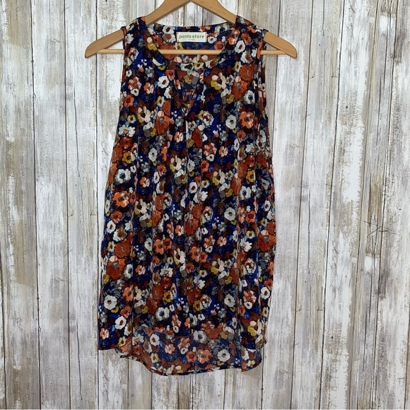 Pants Store Tops - Pants Store Floral Jackie Sleeveless High Low Blouse
